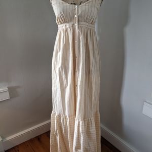 Warm yellow ticking sun dress